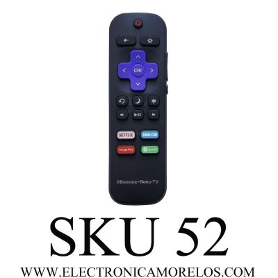 CONTROL REMOTO ORIGINAL PARA SMART TV HISENSE ROKU (( NUEVO )) / NUMERO DE PARTE HU-RCRMX-22 / RC-ALIR / RC18E-T9 / MODELOS RCRUS-22G / HU-RCRUS-23 / HU-RCRUS-22 / HU-RCRMX-21